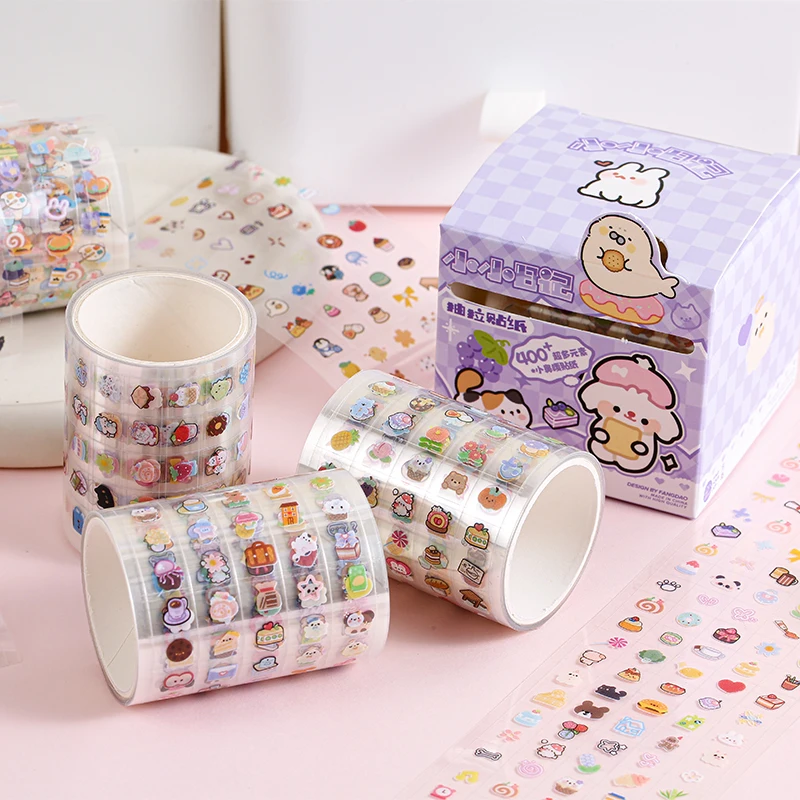 400 + قطعة ملصقات الكرتون لطيف سحب الشريط مخطط اكسسوارات ملصقات ل المجلات سكرابوكينغ عيد الميلاد هدية عيد ميلاد #3