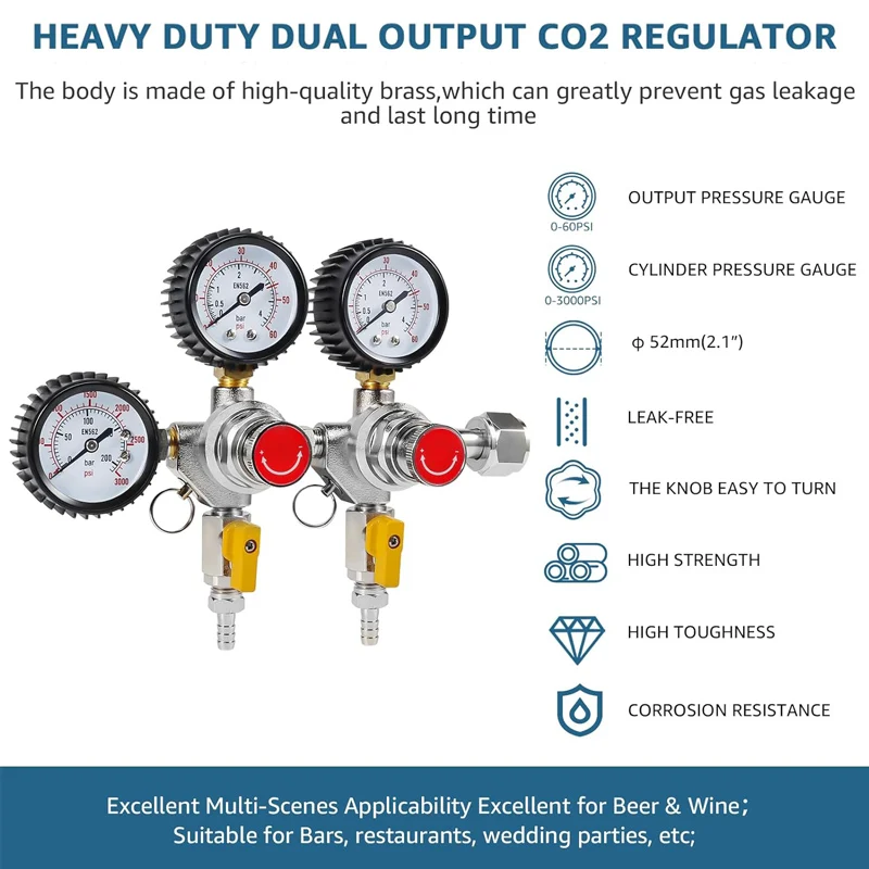 0-60 PSI x CGA320 Inlet Kegerator Beer Pressure Regulator