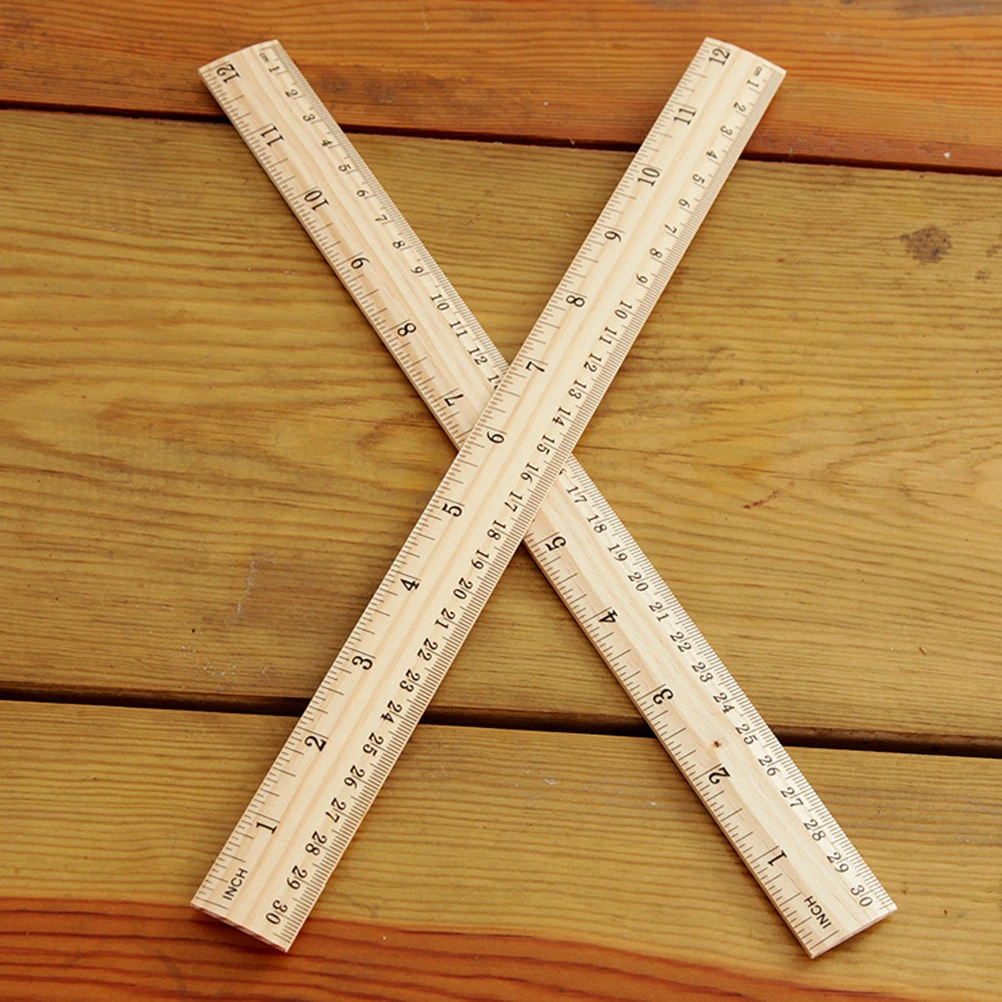 

30 Pcs Wooden Ruler High Accuracy School Double Scale Straight Bamboo Measuring