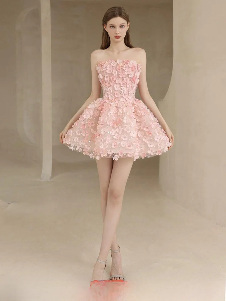 

Элегантное свадебное платье для женщин, розовое, с цветочной вышивкой, на молнии, для помолвки