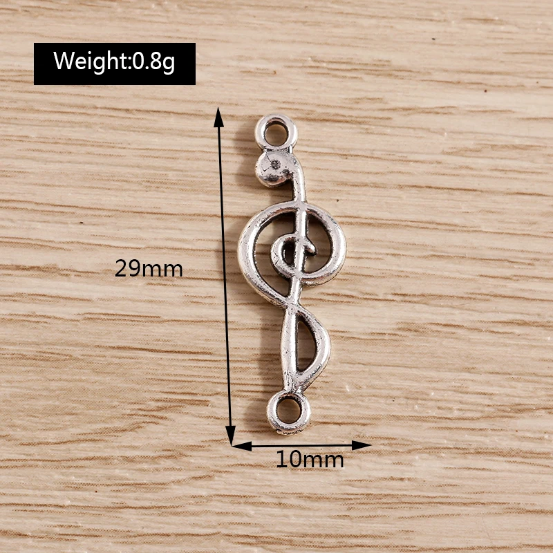 Tusember 30 Stück 10*29mm Legierungsanhänger, Metall-Musiknoten-Charms für Ohrringe, Halsketten, handgefertigte religiöse Schmuckherstellung, Zubehör – Detail 1