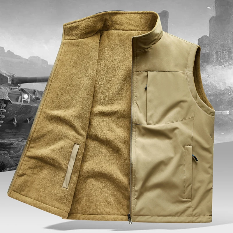 2026 New Product Double-Sided Jacket for Men Autumn/Winter Blazer Cardigan Casual Sporty Woolen Jacket, Sleeveless Coat