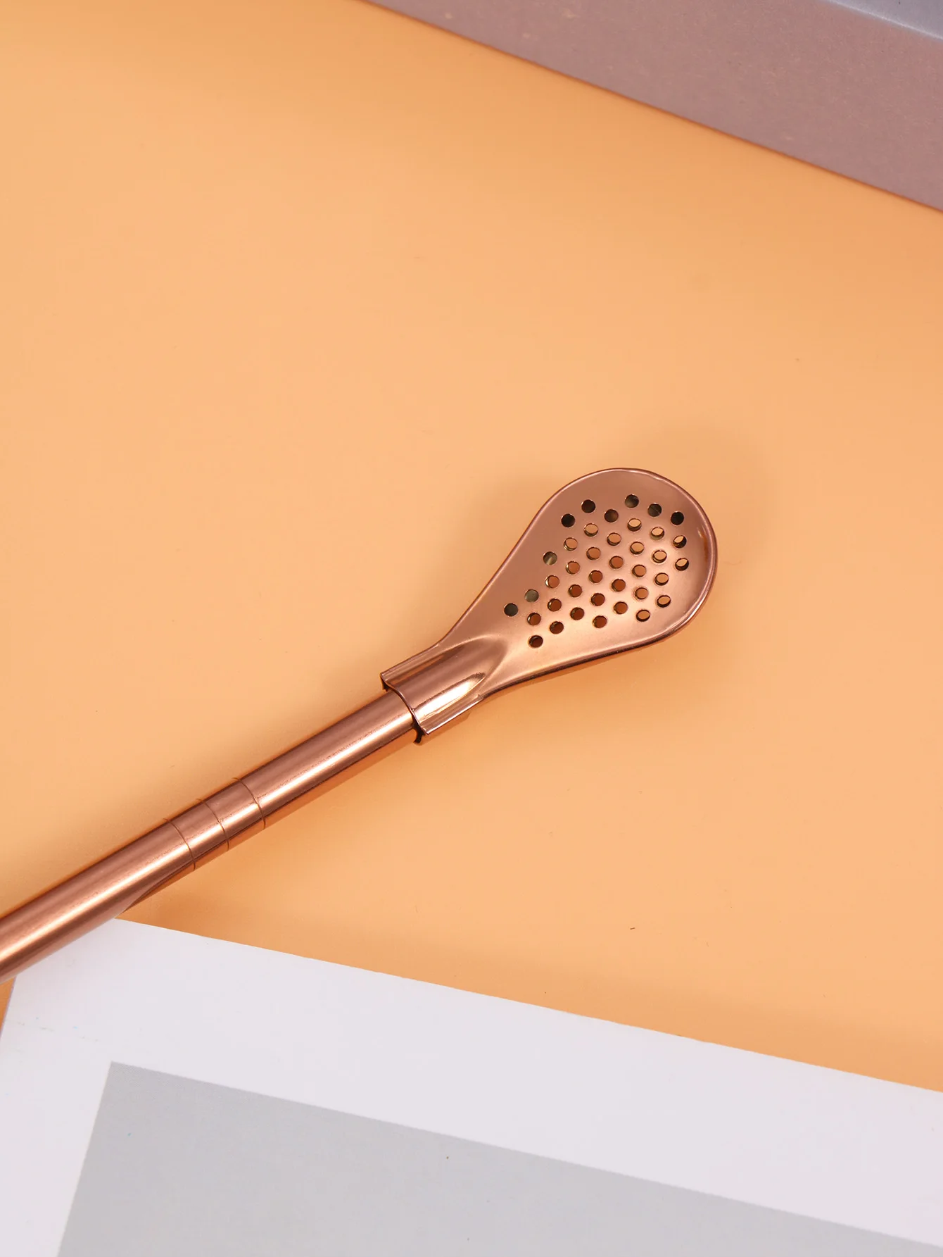 2pc Stainless steel straw spoon milk tea coffee color mixing spoon straw creative filter scoop