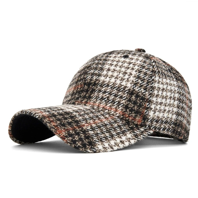 Hüte für Männer und Frauen, neue klassische karierte Baseballkappe für Herbst und Winter, hartkrempige, gesichtsschlankmachende Entenschnabelkappe, Sonnenhut – Detail 24