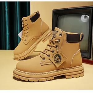 Leather boot with men's cords, motorcycle shoes, top fashion, winter 10 Main Sales Boot Leather - №1