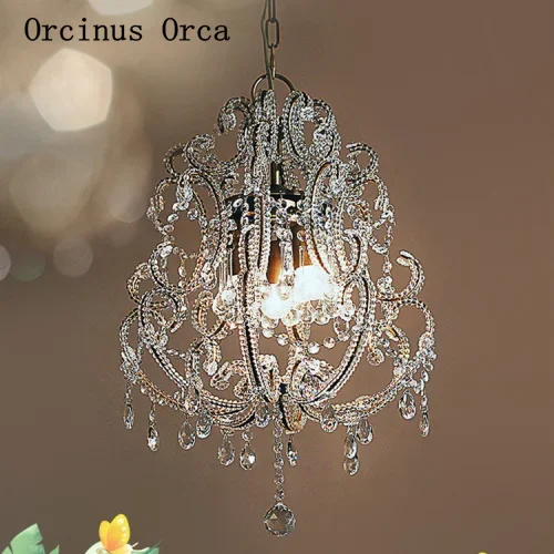 

European luxury crystal chandelier corridor Restaurant Bar French retro romantic crystal lamp free shipping