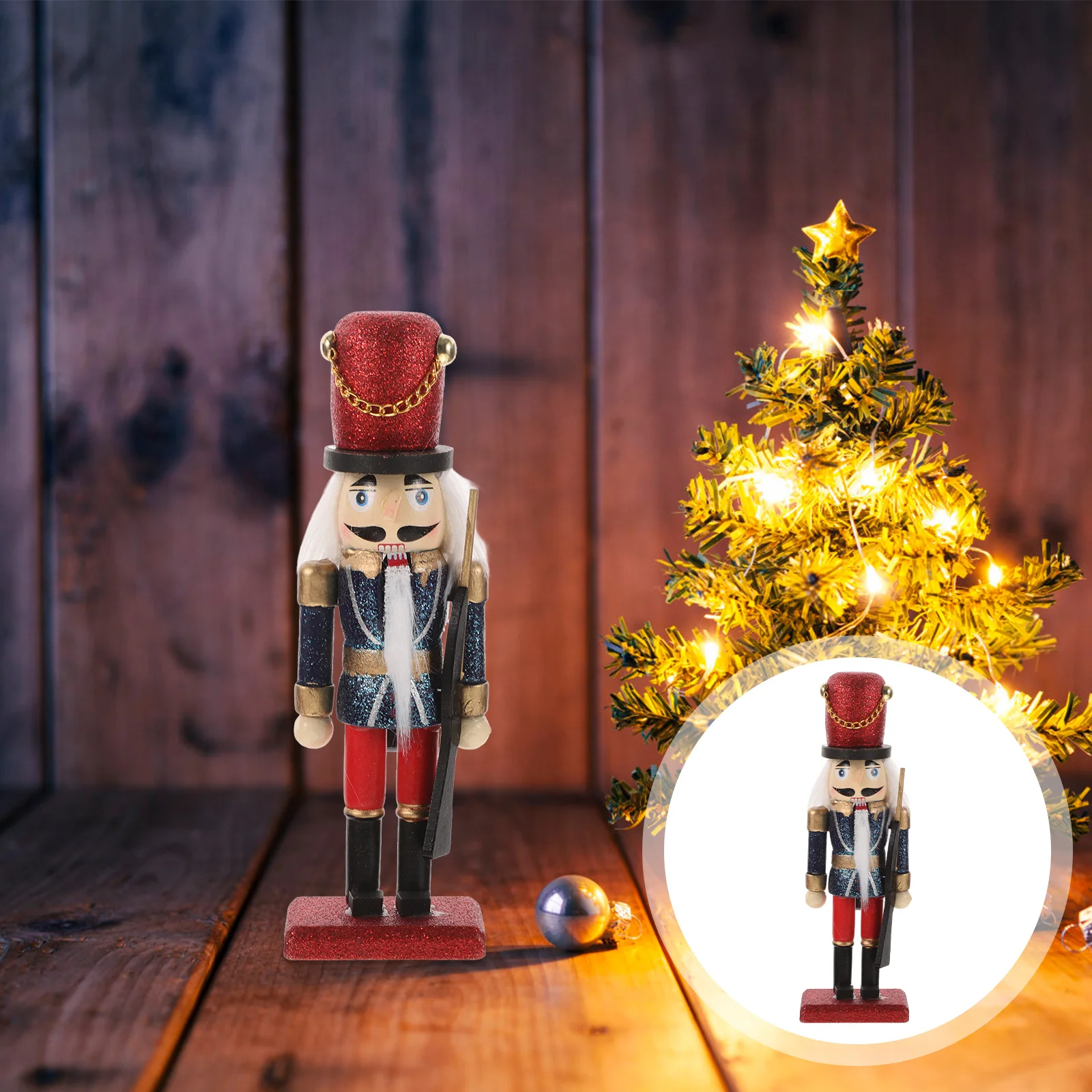 

Wood Nutcracker Soldier Puppet Christmas Home Decor Classic Wooden Nutcracker Craft Suitable for Table Shelf Holiday Decorations