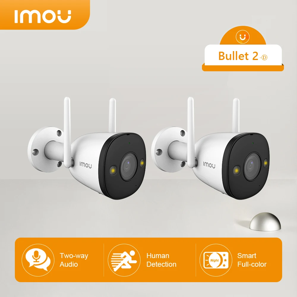 

Imou 2Pcs Bullet 2 New 2023 IP Camera Outdoor Full Color Two-Way Talk Wi-Fi Support Human Detection For Home Security Protection