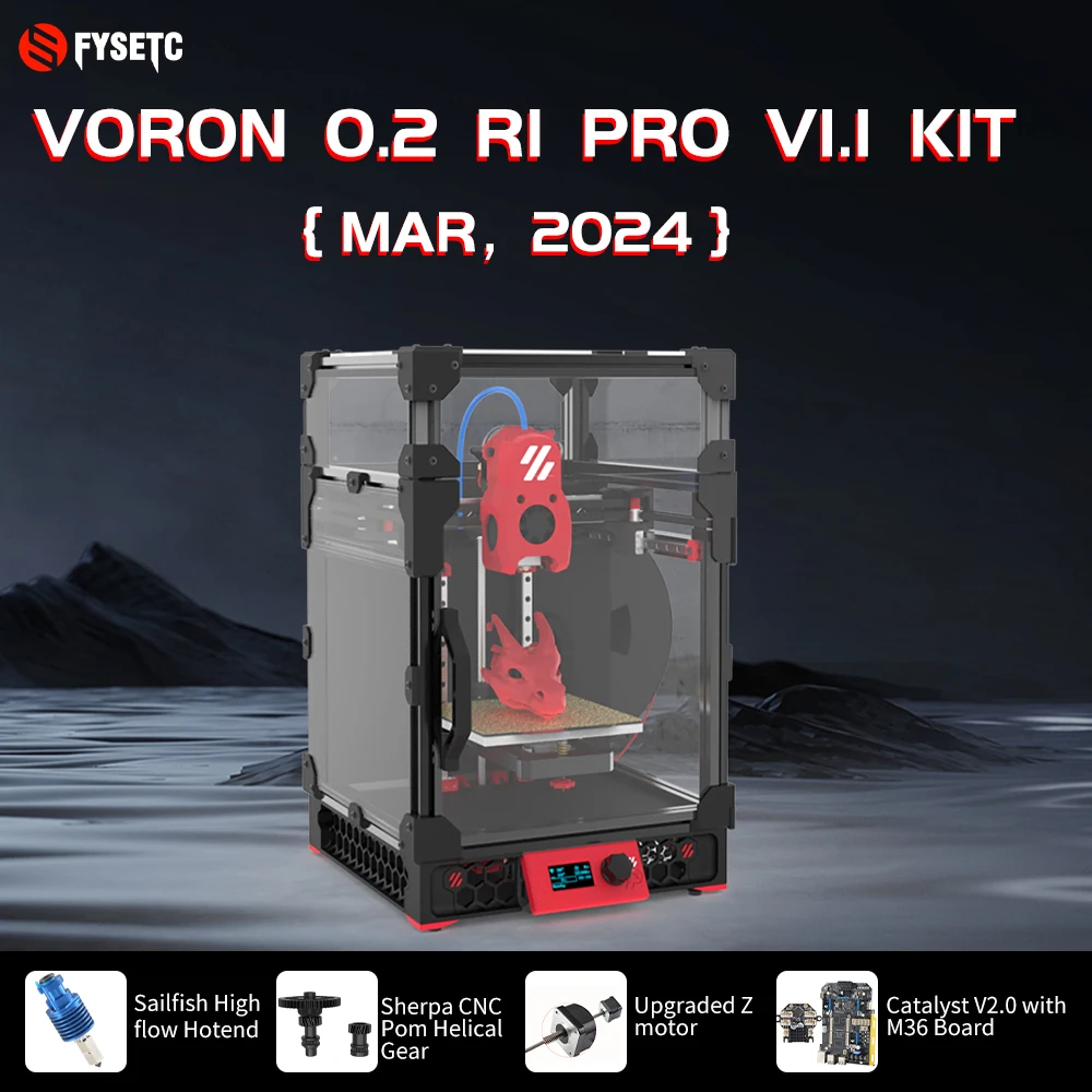 Voron 0.2 R1 V1.1 Pro Corexy 3d Printer Upgraded Kit with Catalyst Kit V2.0 and M36 Motherboard Sailfish High flow Hotend