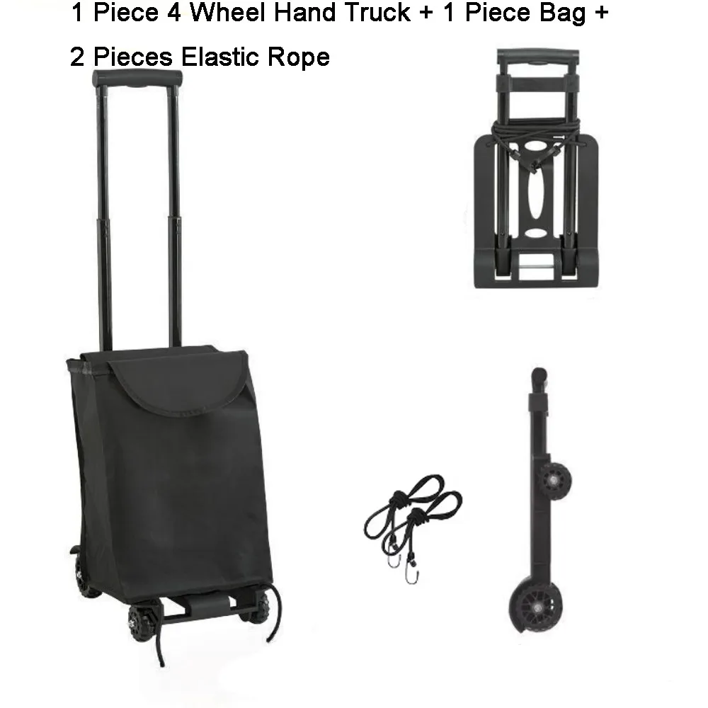 

Stable 2/4 Wheel Folding Hand Truck Retractable Labor-Saving Luggage Cart Strong Load-Bearing Movable Shopping Cart Moving
