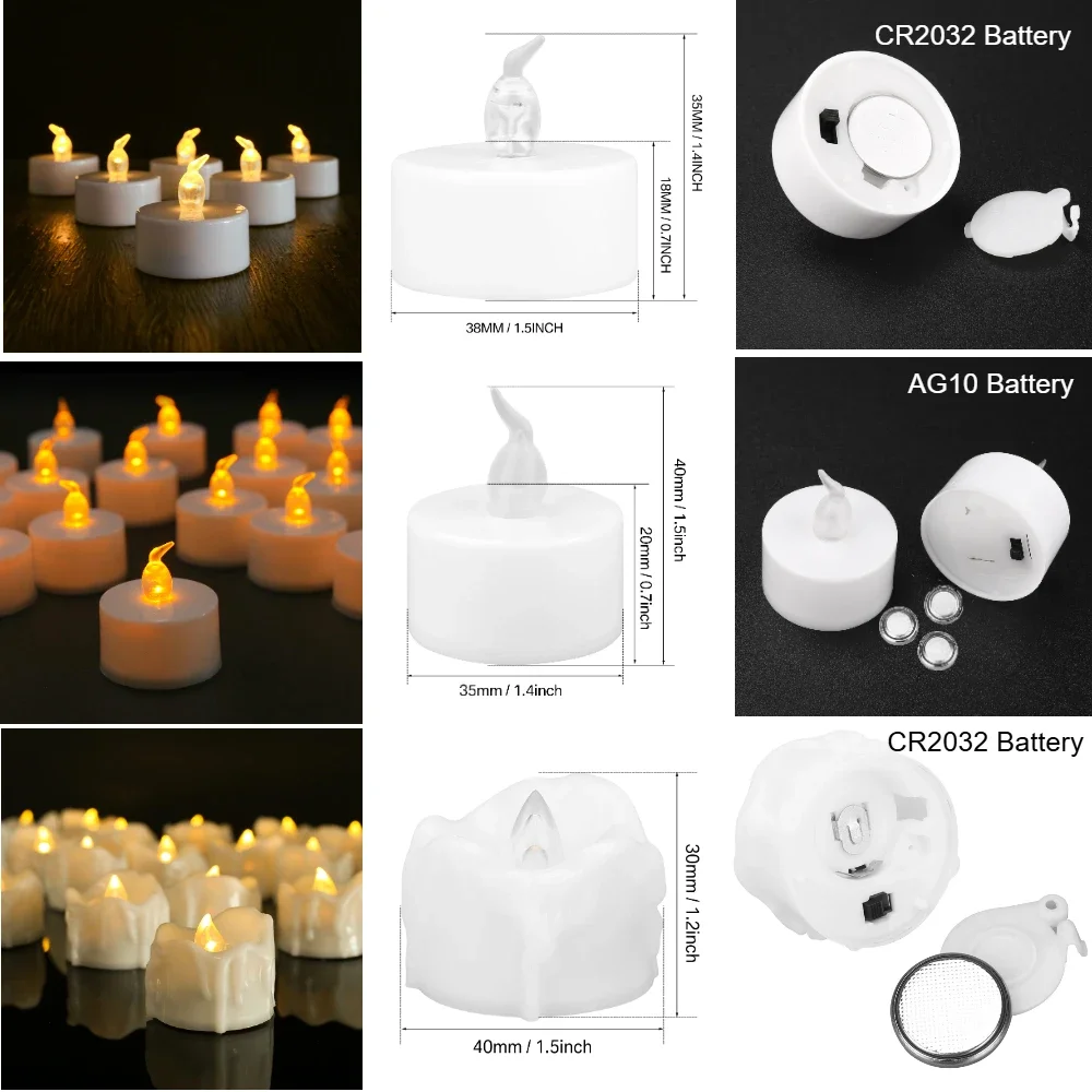 12/24 قطعة عديمة اللهب LED شموع إضاءة الشاي 100 + ساعة تعمل بالبطارية Tealight شمعة لحفل زفاف عيد ميلاد ديكور المنزل