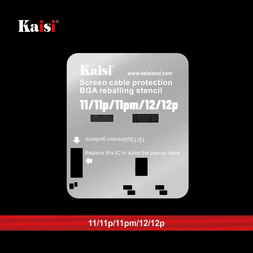 Kaisi LCD 디스플레이 IC BGA 리볼링 스텐실, 아이폰 11 12 13 14PM 터치 스크린 플렉스 칩 광택제 제거 보호 템플릿