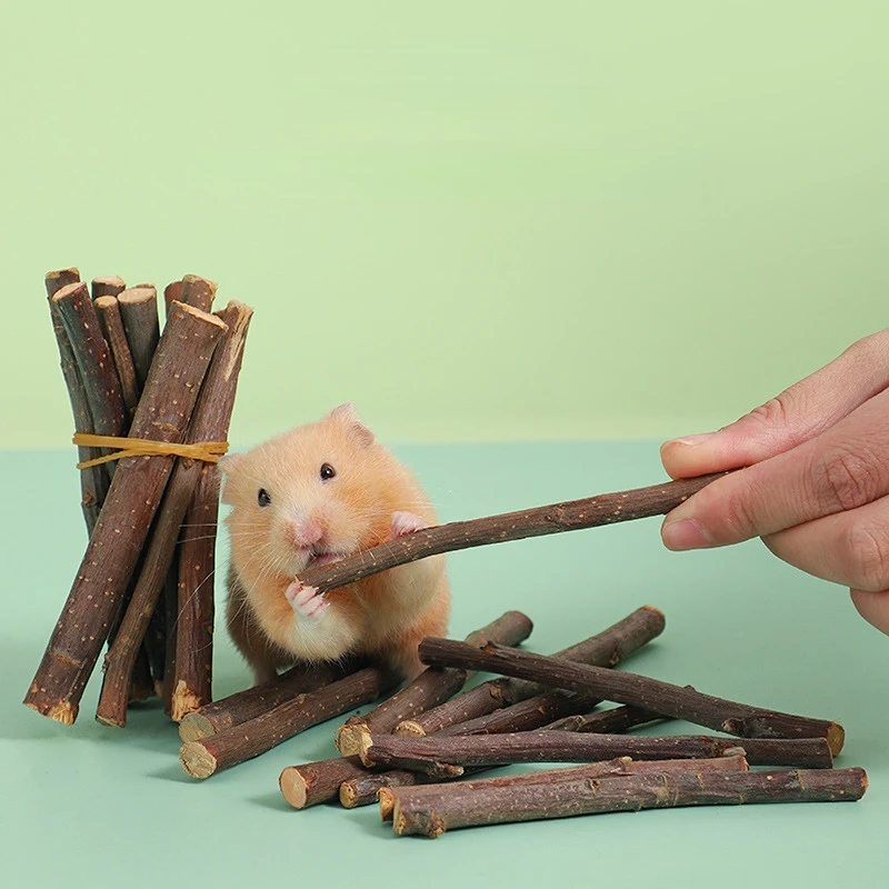 100g Rabbit Chew Sticks Natural Apple Tree Branch Molars Sweet Bamboo Sticks Teeth Clean Bite Toys for Guinea Pigs Hamster