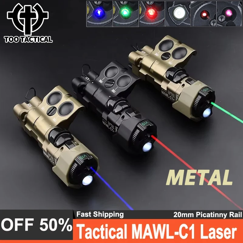 Airsoft Metal MAWL C1 Laser AA Battery Compartment Tactical Flashlight Red Green Blue Dot Powerful Laser Pointer IR Accessories