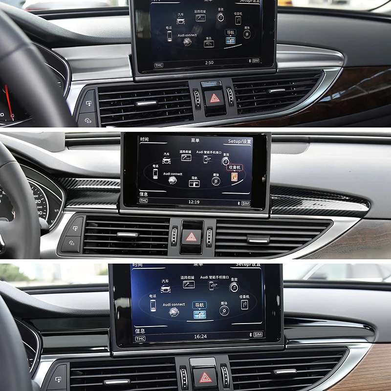 

Автомобиль для Audi A6 C7 A7 2012-2018 LHD RHD консоль навигационная панель крышка отделка внутренняя цветная наклейка из углеродного волокна автоаксессуары