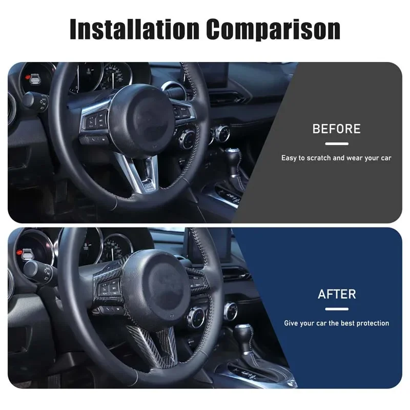 

Real Carbon Fiber For Mazda MX-5 ND 2016-2025+ car steering wheel decorative frame sticker car interior protection accessories