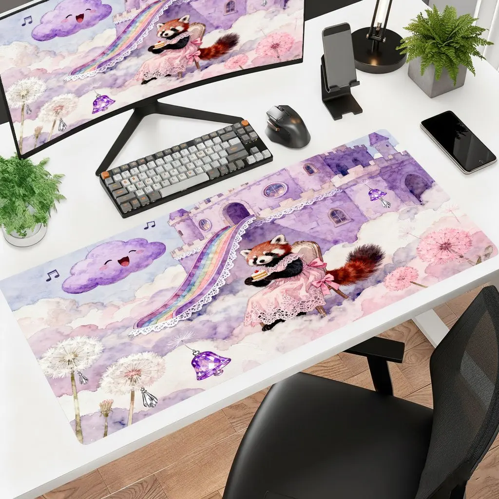 Cloud Castle Cute Raccoon Mouse Pad Ultra HD Desk Mat Thick Non-Slip Rubber Backing Washable Office Gaming Laptop Keyboard