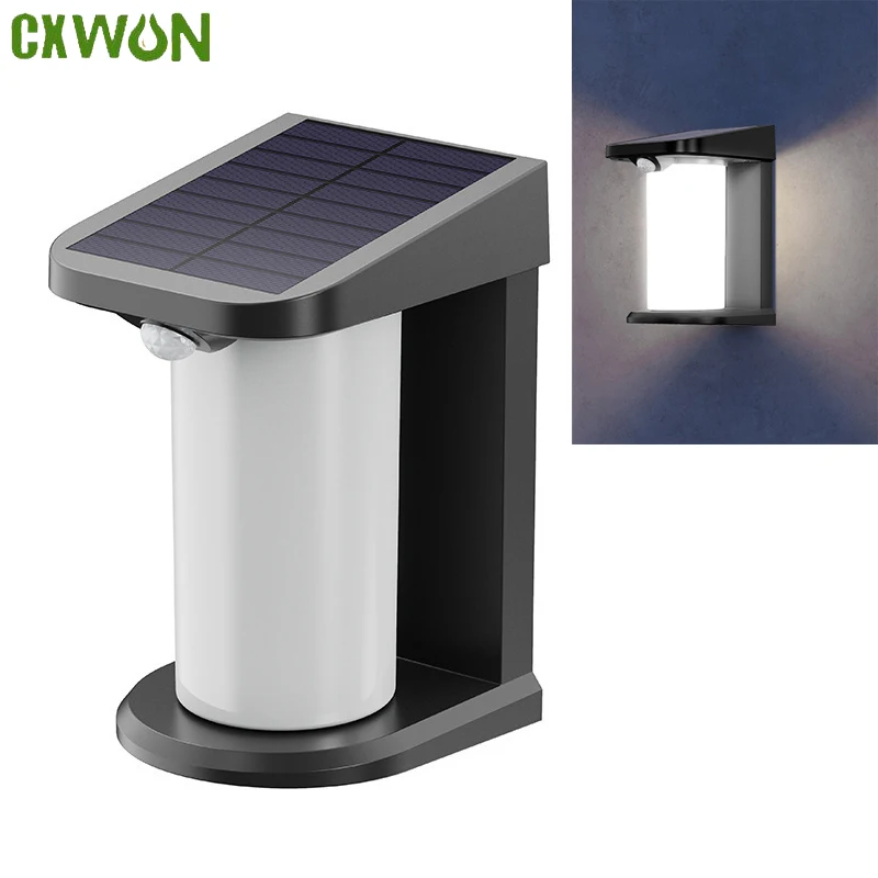 Outdoor Solar LED Lights with Motion Sensor Waterproof Auto On/Off Step Wall Light for Staircase Balcony Garden Yard