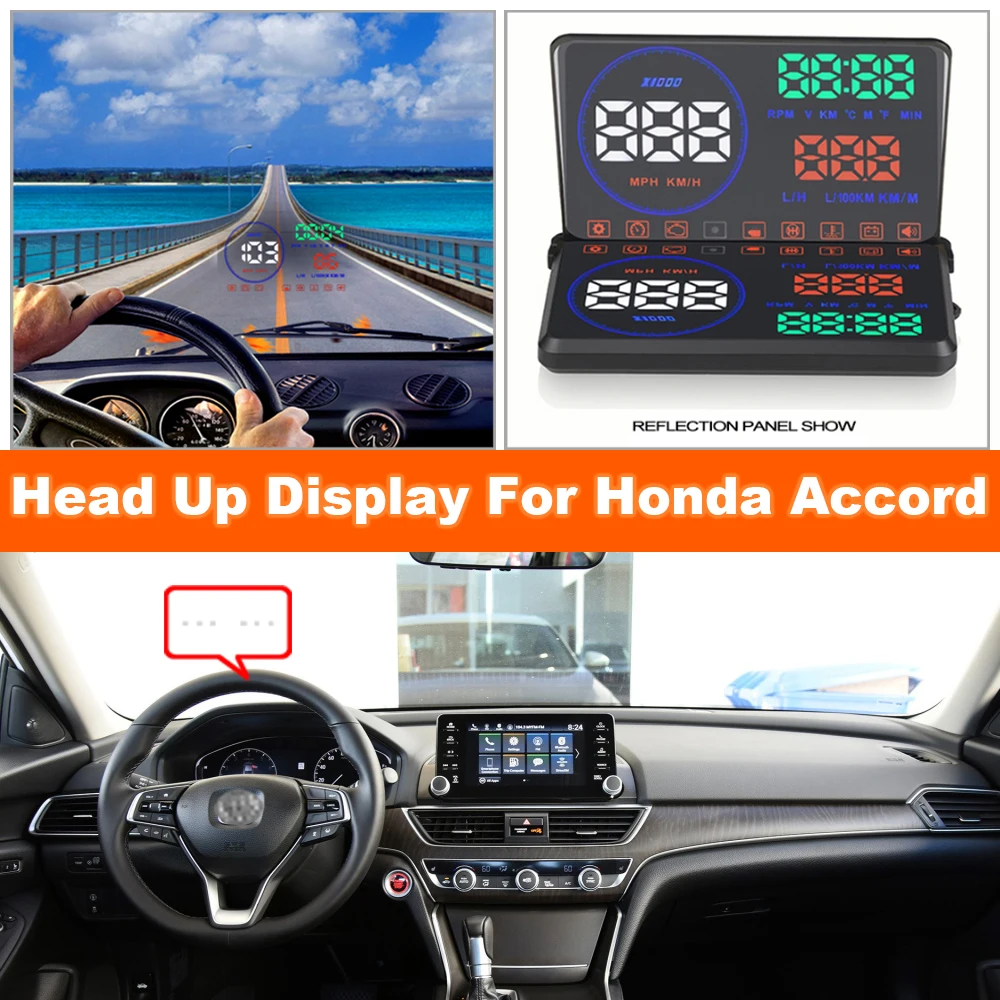 

Car HUD Head Up Display Auto Electronic Accessories For Honda Accord LX 2012-2017 2018 2019 2020 OBD2 Windshield Speed DIY Film