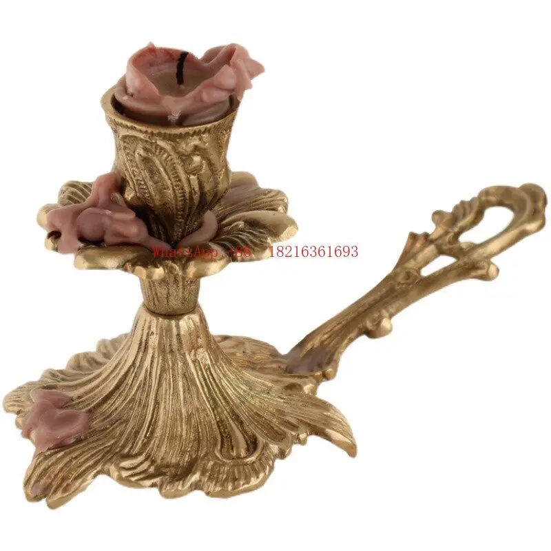 Luxury French Romantic Candlelight Dinner Decoration Candle Head Retro High End Handheld Single Head