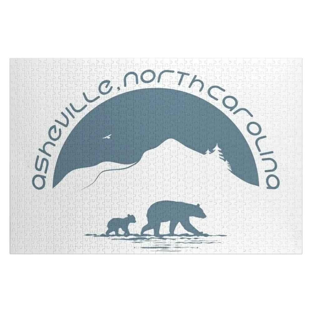 

Asheville, NC - Mountains & Black Bears - Greyblue On White Jigsaw Puzzle Jigsaw Pieces Adults Name Wooden Toy Puzzle