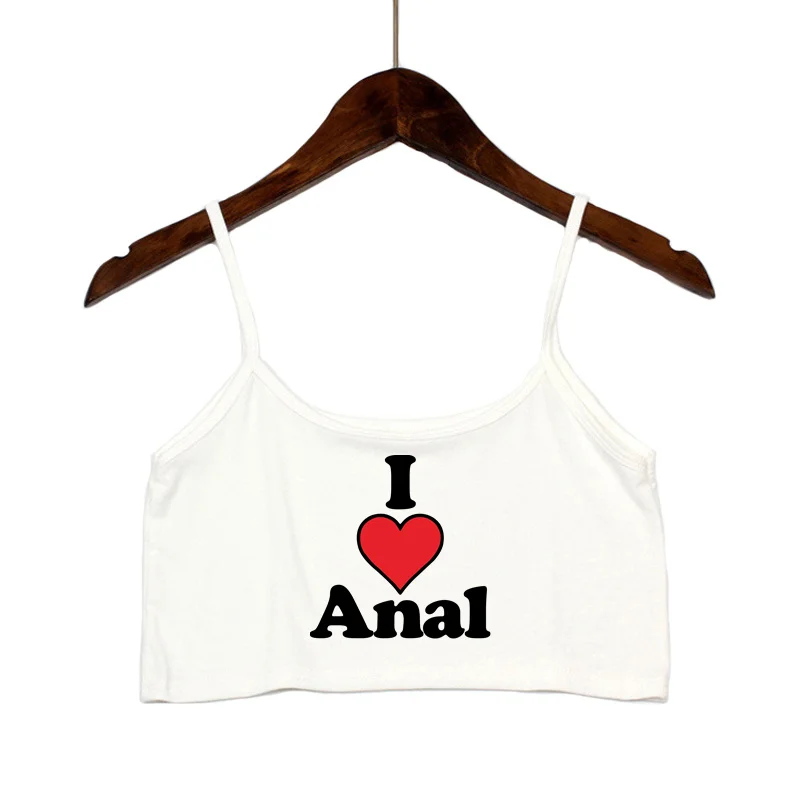 New Anal Love Heart Print Summer Women\'s Crop Top Sexy Elastic Cotton Camis Sleeveless Short Tank Top Bar Hot Tops for Women