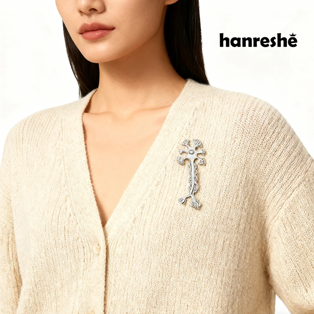 Hanreshe Neuron Neurology Brooch Pin Genetics Medicine Medical Jewelry for Neuroscientist Doctor Nurse Lapel Badges Gifts