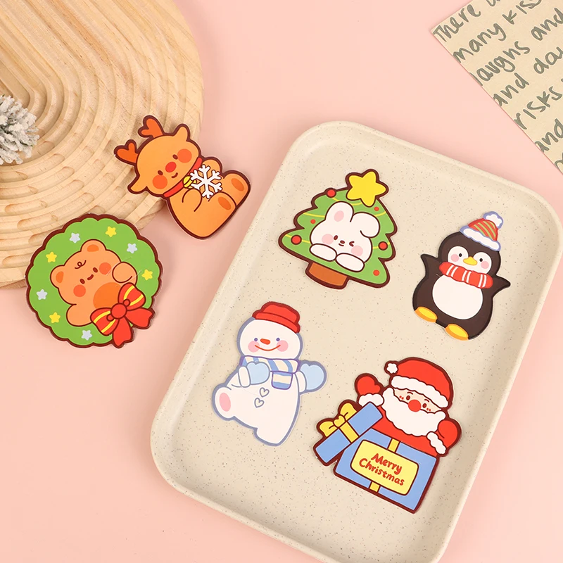 50Pcs Cute Christmas Lolly Paper Cards DIY Cartoon Santa Claus Snowman Penguin Elk Candy Gifts Wrapping Paper Card Party Decor