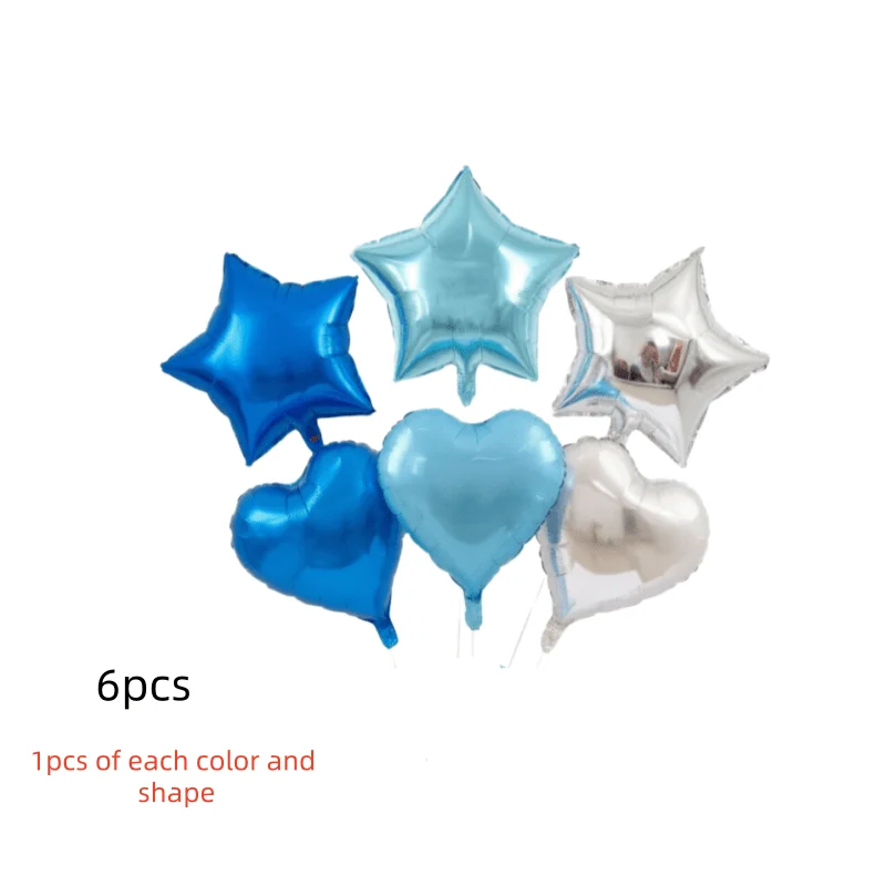 6/12/18 Stück 10 Zoll Blaue Silberne Stern- und Herzförmige Folienballons Geburtstag Hochzeit Babyparty Jubiläum Partydekoration Zubehör – Detail 7