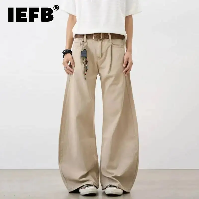 IEFB, nuevos pantalones informales sencillos para hombre, Color sólido, pierna ancha, Vintage, sueltos, parte inferior de pierna recta, pantalones combinables para hombre, otoño 9X1010