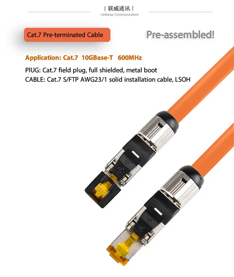 Cat8 Cat7 Cat6A Ethernet Cables RJ45 Connector CAT 6A 7 8  Lan Cable Networking Patch Cord 22AWG 23AWG 24AWG Yellow Green Blue