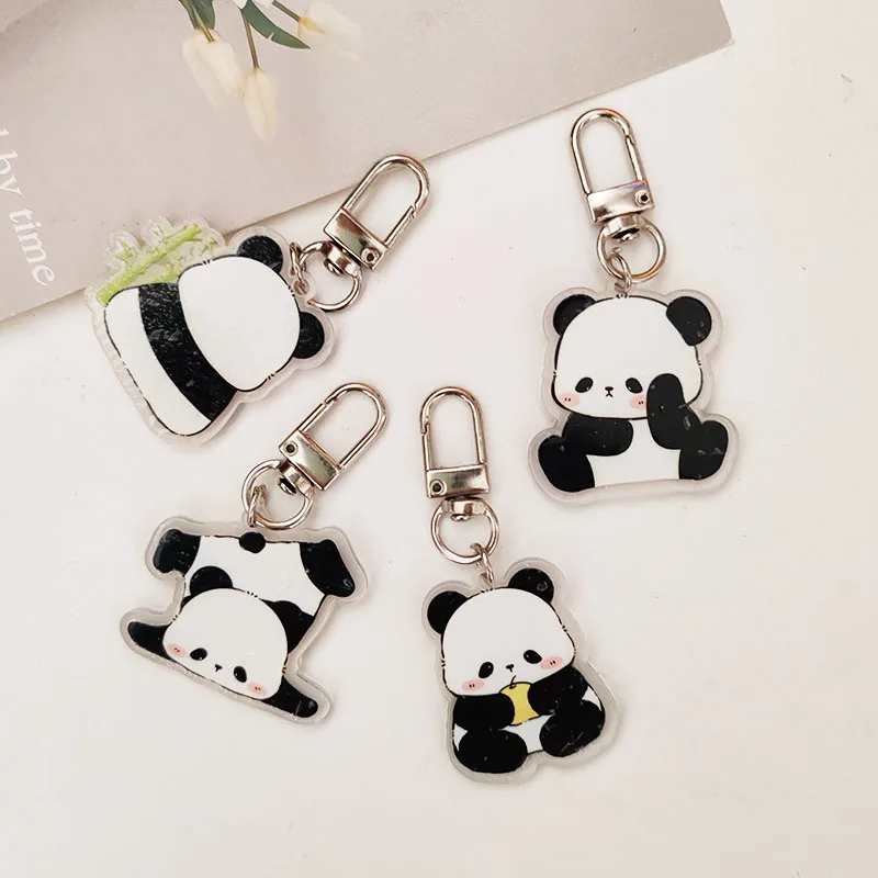 2pc carino acrilico cartone animato Panda portachiavi portachiavi auto portachiavi borsa ciondolo corso d\'arte Souvenir donne bambino bomboniere