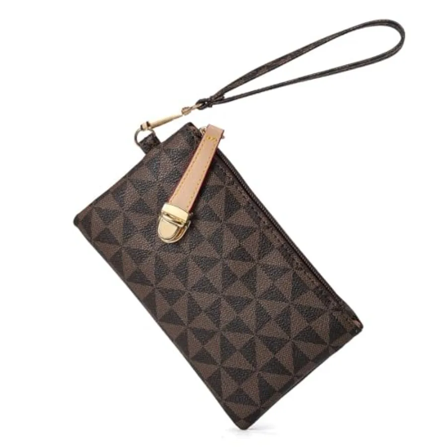 

Кошельки-клатчи для женщин - маленькая кожаная сумочка с ремешком на запястье, большая вместимость для карт/ключей/телефона, компактная модель