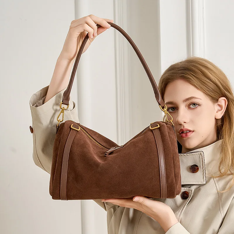 

Boston Pillow Bag Women's Leather Head Layer Cowhide Commuter Crossbody Fashion Simple Women's Large Capacity Shoulder Bag