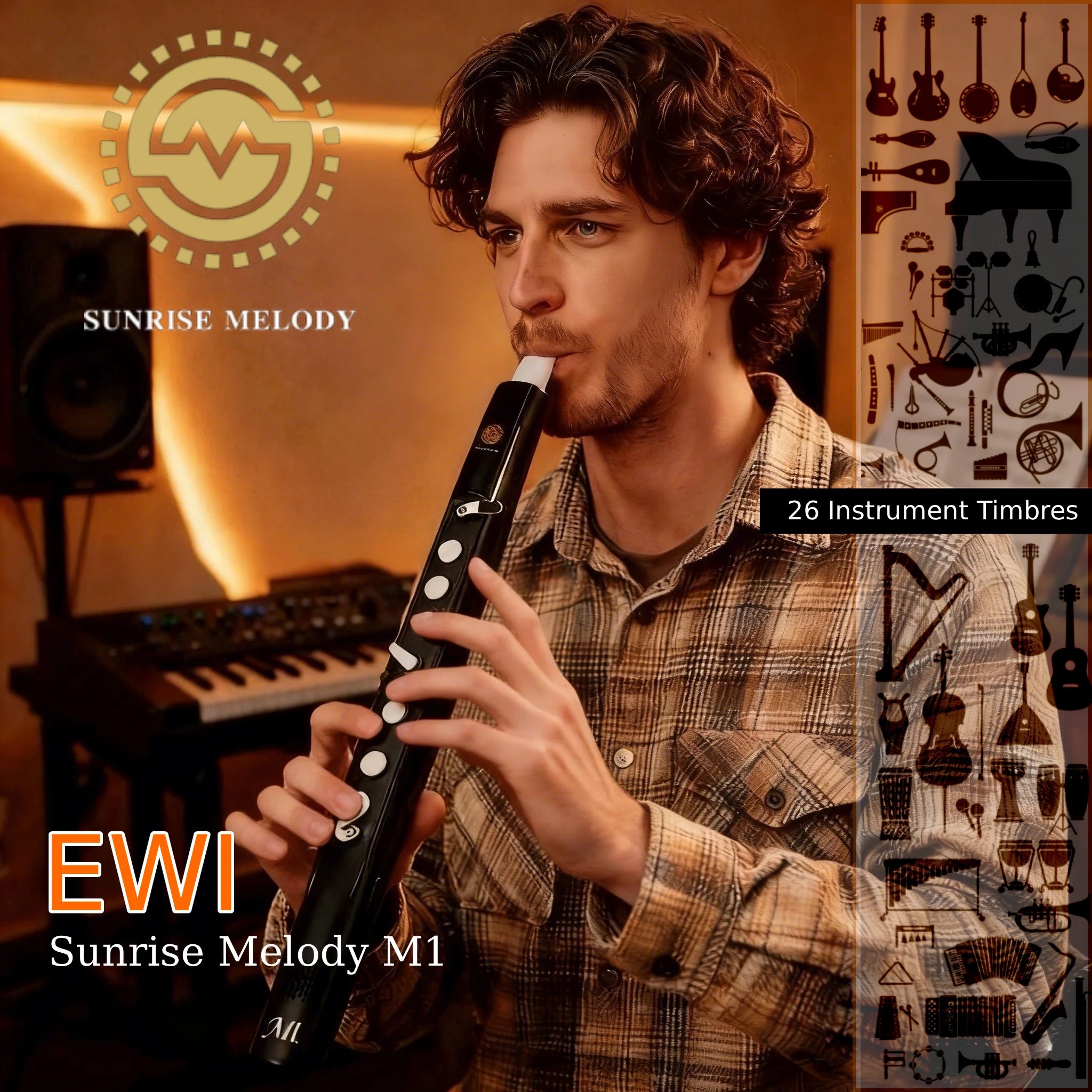 SUNRISE MELODY M1 Digital Wind Instrument with Touch Keys & Built-in Speaker, Beginner-Friendly EWI, Electronic Saxophone