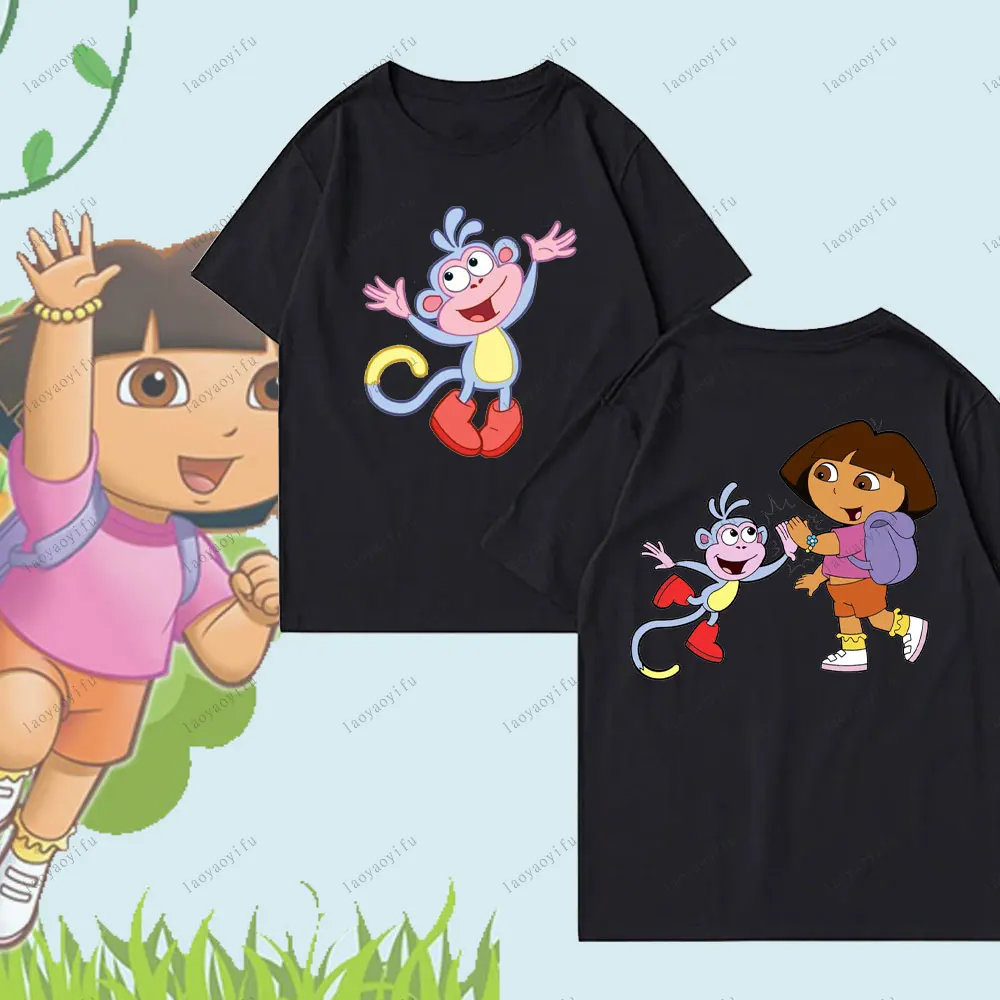 تي شيرت دورا ذا اكسبلورر بنمط كرتوني لطيف تي شيرت مريح ذو طابع شخصي للجنسين والنساء والرجال تي شيرت موضة الشارع Harajuku #6