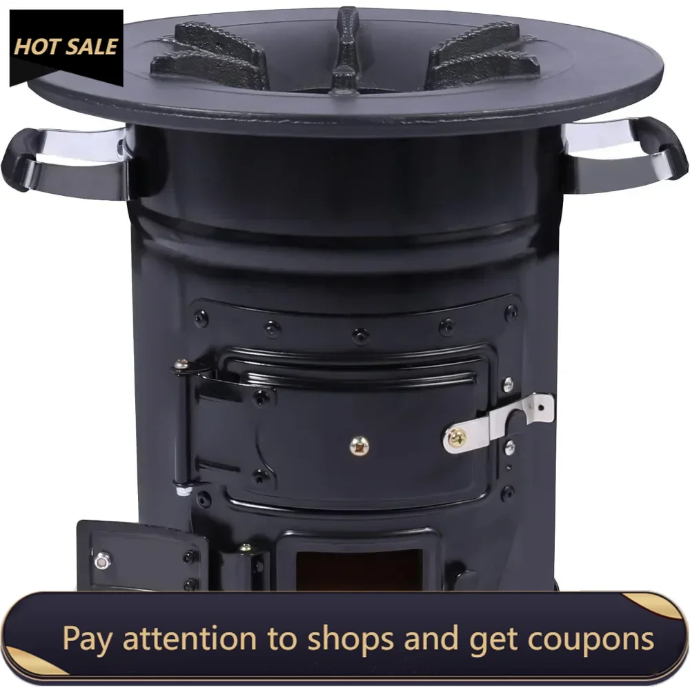 

Camping Rocket Stove Wood Burning Portable for Cooking, Outdoor Camping Wood Stove, Black Two Doors 12.6" Freight free