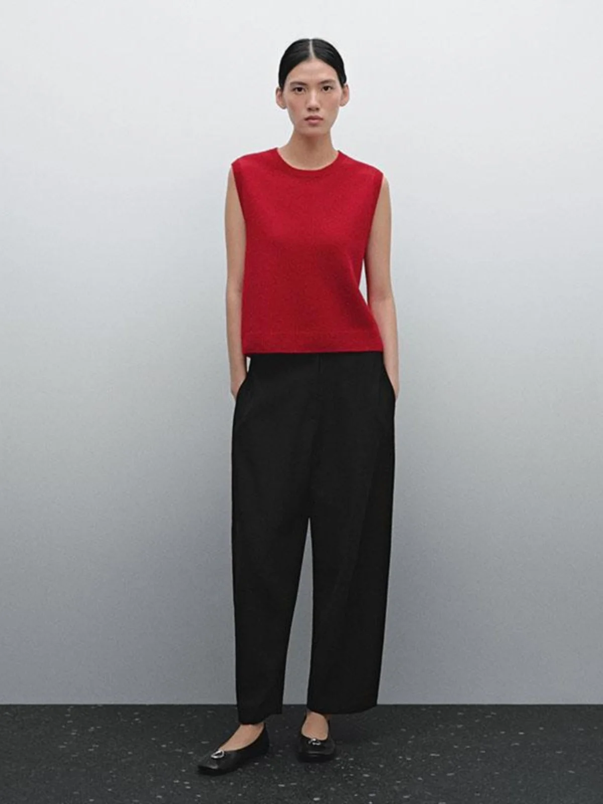 Gilet rosso lavorato a maglia di Capodanno Top Maglione a strati Svel per donna Primavera 2025 Pendolarismo Sle Taglio dritto