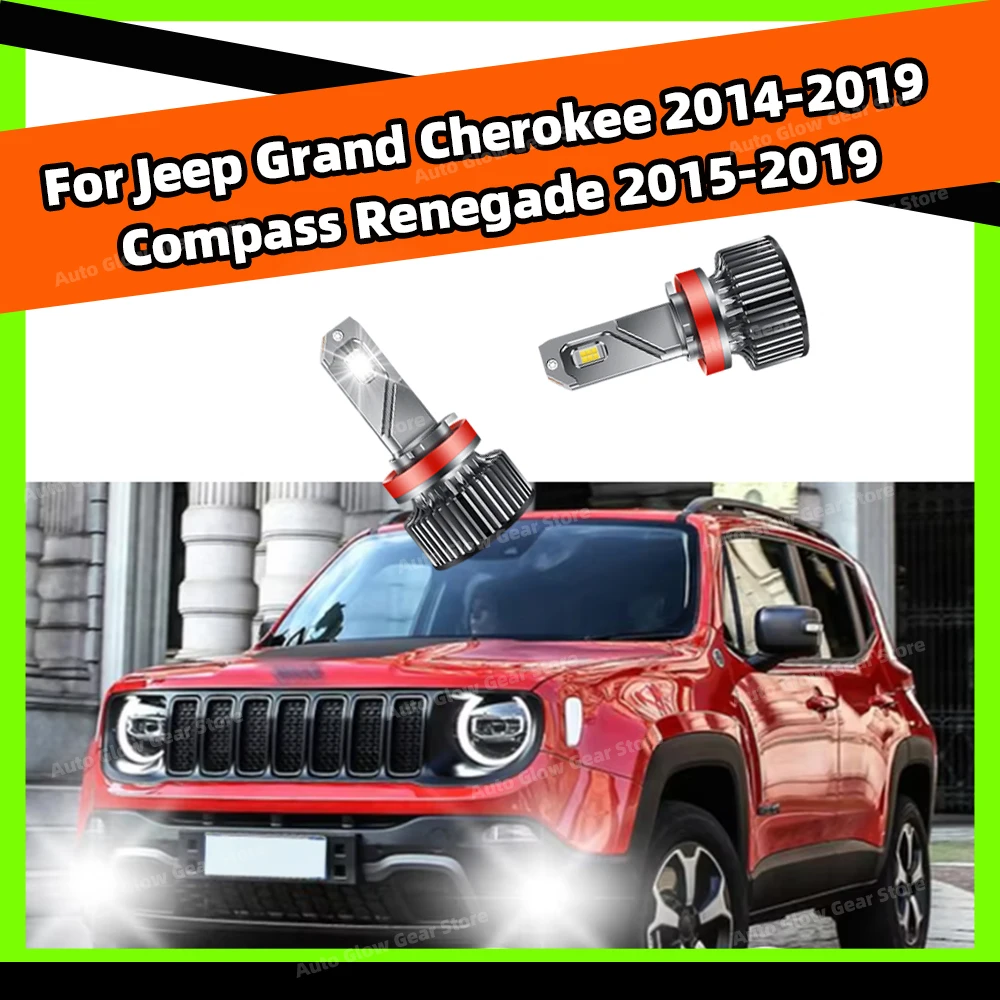 2x LED Fog Light Bulb Super Bright 30000LM Lamps H11 For Jeep Grand Cherokee 2014-2019 Compass Renegade 2015-2019 2018 2017 2016