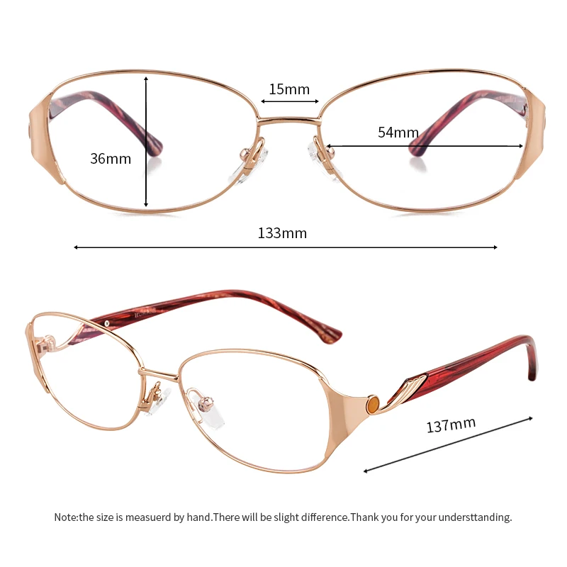 Anti Blue Ray Anti-fatigue Reading glasses for Women, Stylish Oval Metal Frame,  Anti UV Ray/Eye Strain/Glare  +0.5 to +4.0