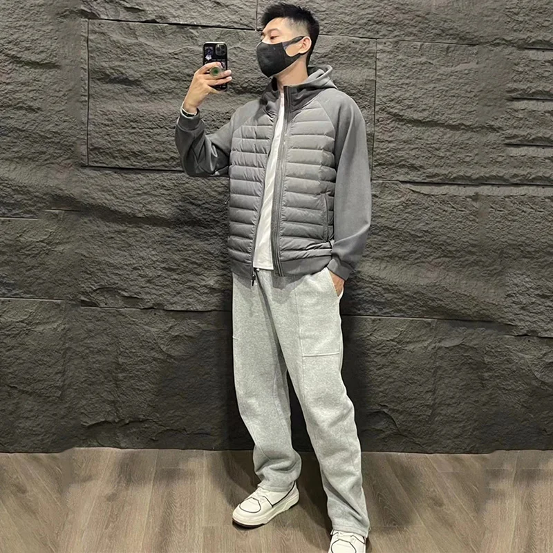 New 2025 Pure Color Hooded Lightweight Comfortable Cotton Jaet for Men Casual Versatile Lightweight Cotton Coat Outerwear