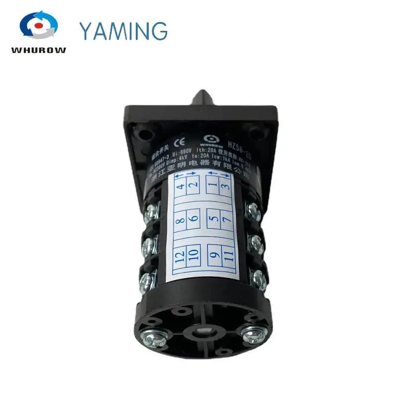 Yaming Electric HZ5B-20/3 Cam Switch Rotary Combination Universal Changeover 20A 3 Poles 3 Position Optional Control Dual Power