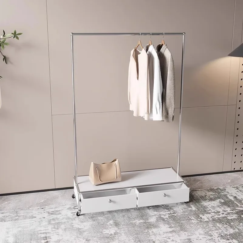 Modular cabinet coat rack simple floor type bedroom light  living room hanger with wheel movable household clothes rack