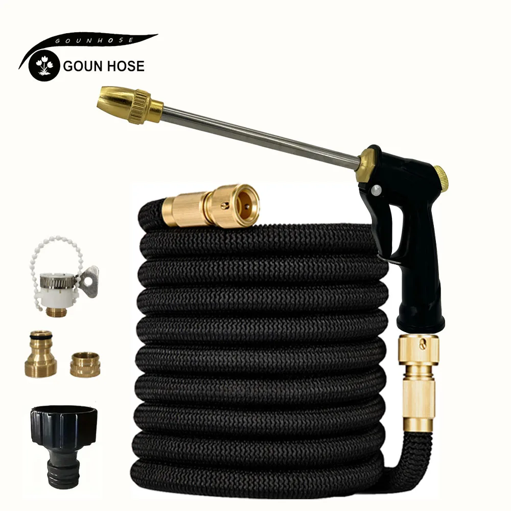 

New Expandable Magic Hose High-Pressure Car Wash Hose With Long Rod Spray Gun Set Outdoor Watering Irrigation Tool Garden Hose