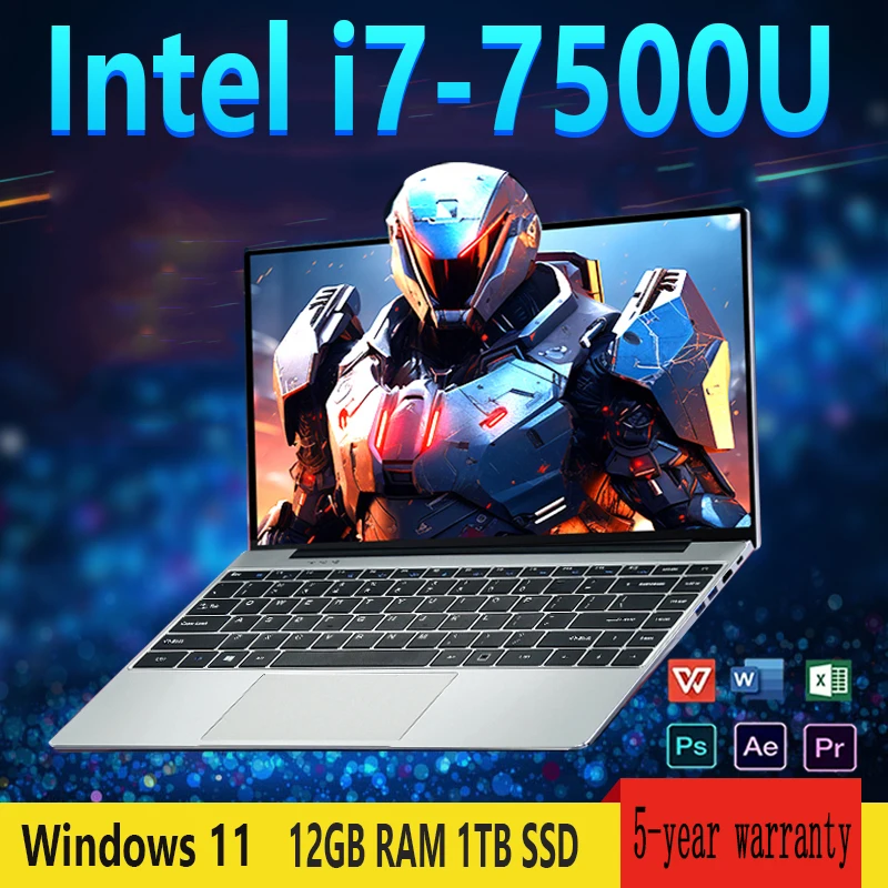 Portable 2025 Ultra Slim i7 Laptop Computer PC intel Core i7-7500U Laptops 12GB RAM 1TB 2TB SSD 14.1