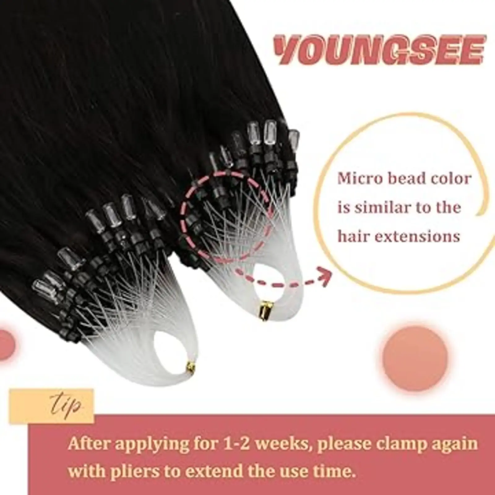 YoungSee Micro Link Hair Extensions Pure Color Cold Fusion Straight Brazilian Remy Hair Extensions 50g/pack 14-24Inch