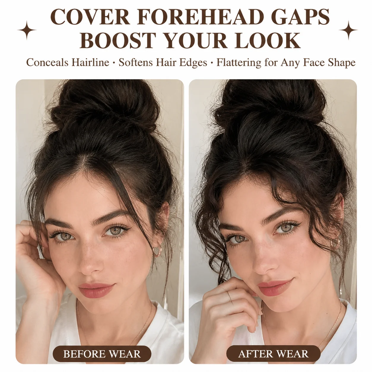 Curly Bangs Toppers for Women 100% Human Hair Breathable Lace Base with Clips Baby Hair Fringe Hairpiece for Thinning Hair