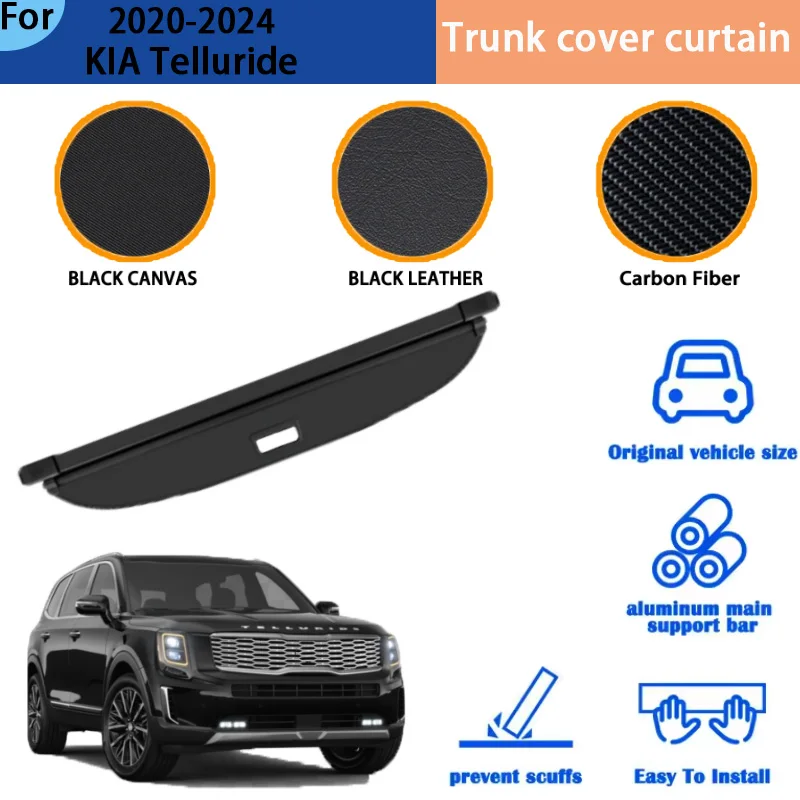 Suitable for 2020-2024 KIA Telluride Trunk Curtain, Rear Trunk Storage Partition, Bezel, Interior Modification Accessories