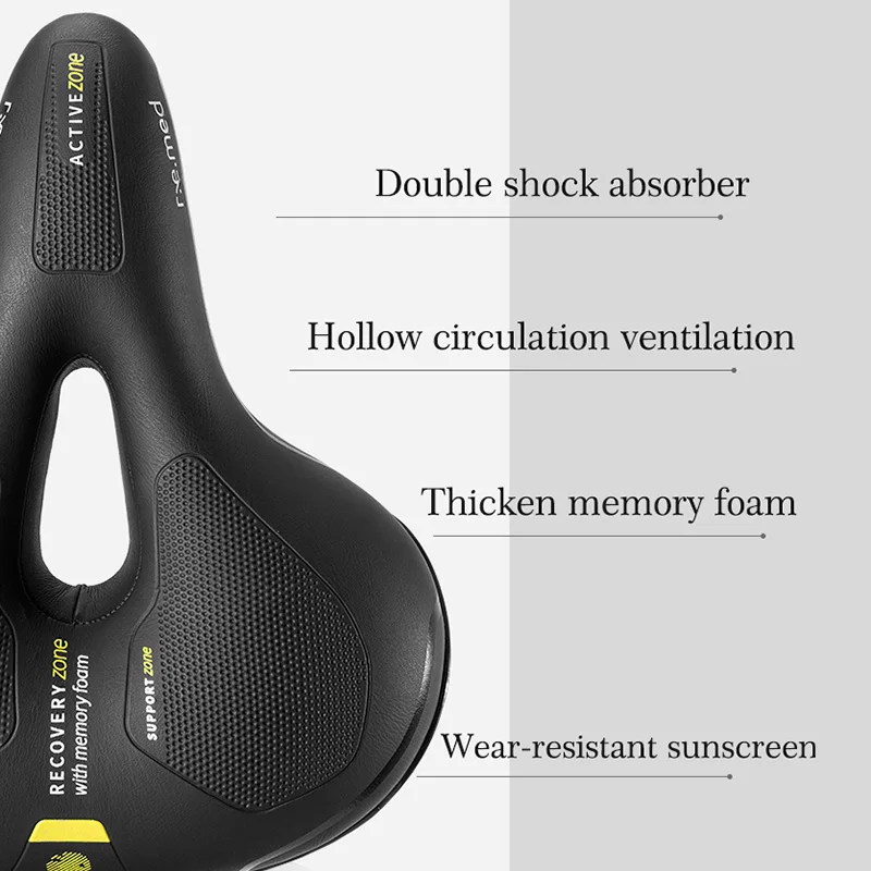 SELLE ROYAL Cycling Saddle MTB Athletic Hollow Breathable Memory Foam Sponge Cushion Shock Absorber Bicycle Saddle Unisex Black