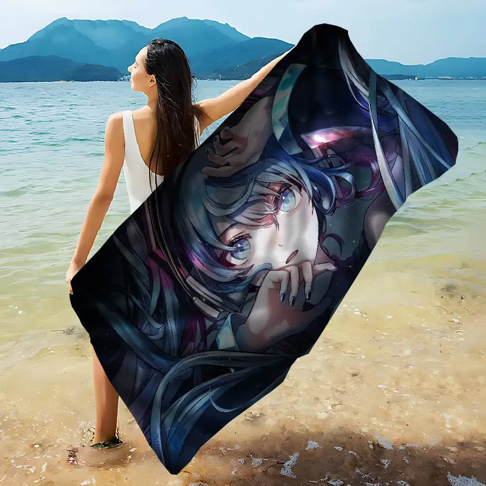 H-Hatsune-Miku Cyber-Vocal-Bright Big Microfiber Beach Towels Quick Dry Towel Sand Beach Towels Pool Towel for Travel Swim